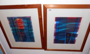 A pair of abstract lithographs entitled Requiescence 32 & 11 by Anita Ford (b 1948) signed in