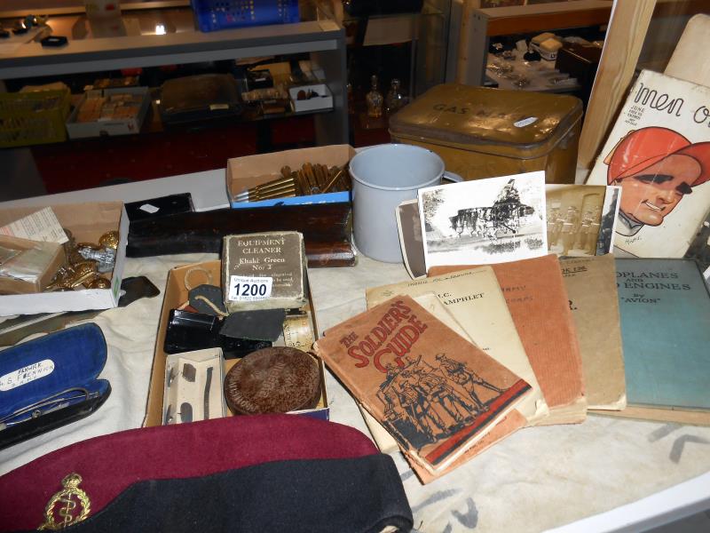 A quantity of Militaria including buttons, WW2 medals, dummy rifle, hats, gloves, - Image 4 of 5