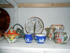 Wedgwood cream jug and sugar bowl on stand,