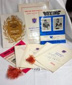 A collection of boxing programmes including Anglo-American sporting club, signed Joe Louis,
