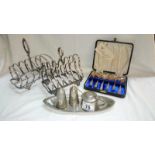 2 silver plated toast racks,