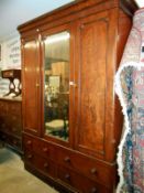 Edwardian mahogany combination wardrobe