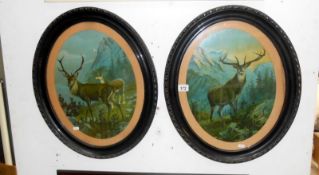 A pair of lithograph Stag pictures