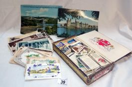 Small quantity of postcards and cigarette cards including 17 Biggs & Sons Two Roses cards
