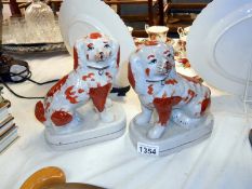 Pair Victorian Staffordshire dogs