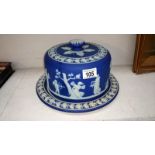 A Victorian Wedgwood Jasper ware Stilton dome, plate undamaged,