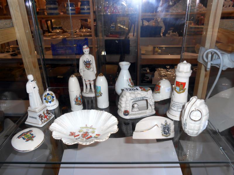 13 world war one related crested china ware items inc.