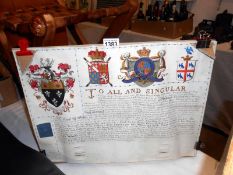 A document for the granting of Heraldic arms to John King 'Late of Wartling and now of Nenfield,