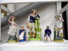 5 Staffordshire figures a/f
