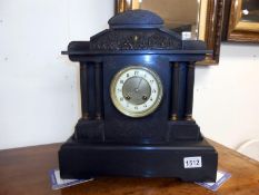 Black slate mantel clock