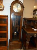 1930's oak grandmother clock with 3 weights