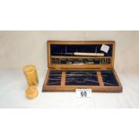 Boxed 19c/Edwardian sewing set and carved needle case