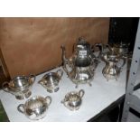 Quantity of silver plate tea sets and sugar bowls and milk jugs