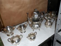 Quantity of silver plate tea sets and sugar bowls and milk jugs