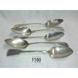 5 Antique silver serving spoons including 18th century (approximate total 286gms)