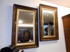 Pair of ornate framed bevelled edged mirrors