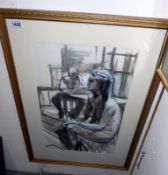 A watercolour of Seated Nude in Artists Studio by Lewis Davis (1939-2010) signed
