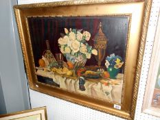 A still life of oil on board signed Robert Klotz