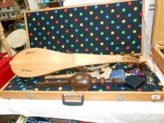 A quantity of early music instruments including crumhorn, rebec & recorder etc.