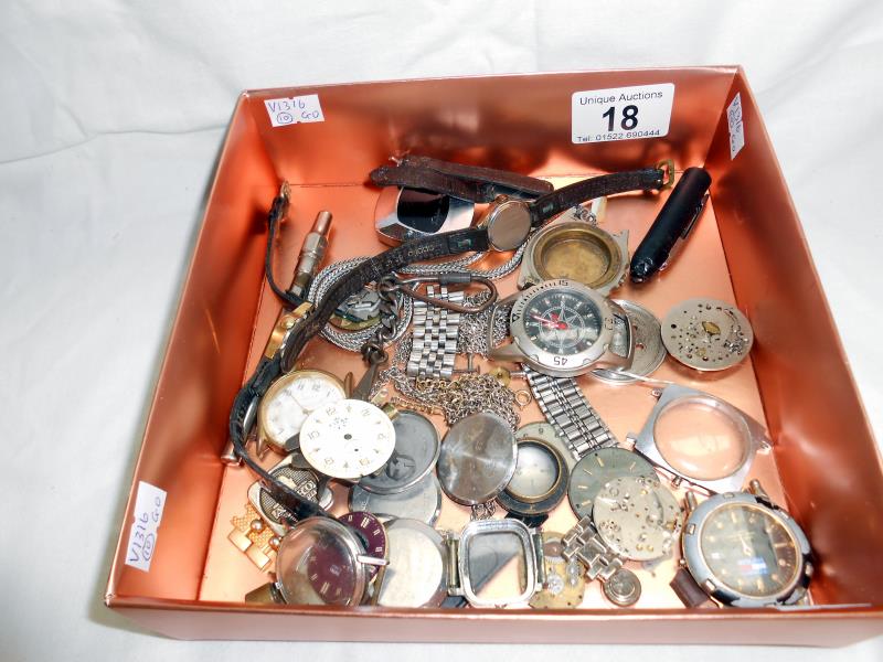 Box of assorted watches and components