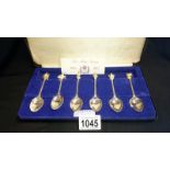 A cased set of 6 silver souvenir spoons commemorating Elizabeth II silver Jubilee