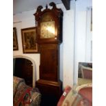 A Victorian mahogany 8 day long case clock with arch dial with painting of The Last Supper