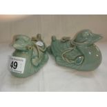 Pair of rose water sprinkler ducks