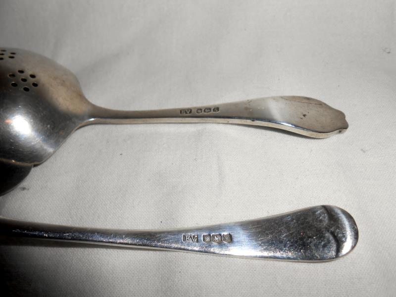 Silver tea strainer HM Sheffield 1960 approx. 55gm and small silver ladle HM Sheffield 1964 approx. - Image 2 of 2