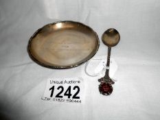 An engraved silver presentation pin tray 'HK Hockey Assoc-womens section' and a silver collectors