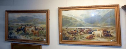 A pair of framed & glazed Highland cattle prints after H.