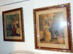 A pair of Victorian prints in superb quality frames 'adieu' & 'breath of spring'