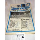 A signed 1973 Leeds United football programme V Crystal Palace,