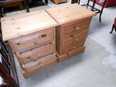 A pair of 3 drawer bedside cabinets