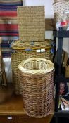 A quantity of wicker linen baskets etc.