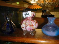 3 art glass vases