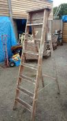 A set of wooden step ladders