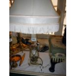 A marble table lamp