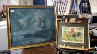 2 framed & glazed prints including 'Leghorns'