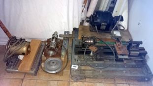 A quantity of pulley motors & lathes/jigs