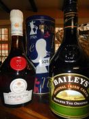 A bottle of Benedictine & a bottle of Baileys