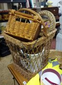 A quantity of wicker items including mirror