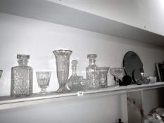 A quantity of glassware including decanters etc.