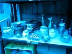 A shelf of china & pottery etc.