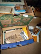 2 boxes of ephemera including postcards