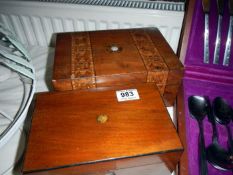 An inlaid mahogany box & 1 other