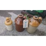 Two stoneware flasks marked Markhams Botanical Breweries Gainsborough 1955