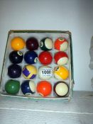 A set of pool balls