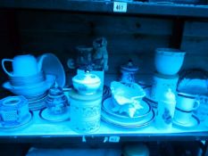 A shelf of china & pottery oncluding Hornsea