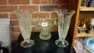 A quantity of glassware including vases etc.