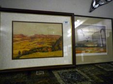 2 framed & glazed pictures, signed